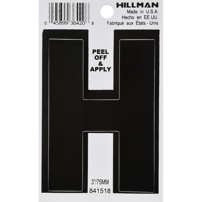 Hillman 3-in Black Vinyl H Letter | RONA