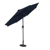 Style Selections 9-ft Market Umbrella with Solar LED Lighting - Aluminum and Olefin - Tiltable - Navy Canopy