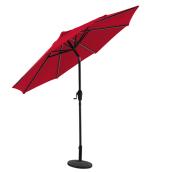 Style Selections Vinehaven Market Umbrella with LED Lighting - Aluminum and Olefin - Tiltable - Red