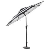 Parasol de marché Style Selections Keating, aluminium et oléfine, inclinable, noir et blanc