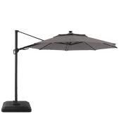 Style Selections Offset Patio Umbrella with LED Lighting - Aluminum and Olefin - Round - Tiltable and Rotating - Grey