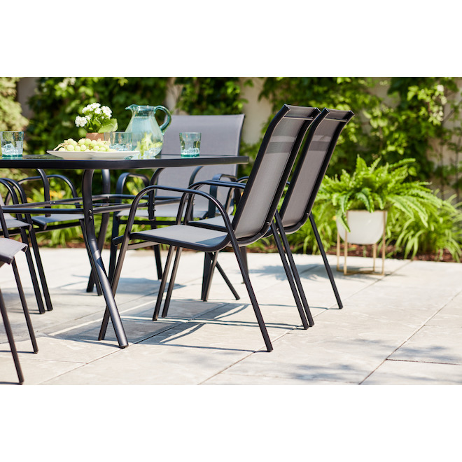 Style Selections Stackable Patio Chair - Powder-Coated Frame - Charcoal Grey