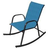 Chaise berçante en acier, aqua et noir