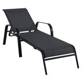 Chaise longue empilable New Pagosa par Style Selections, acier, toile synthétique, noir