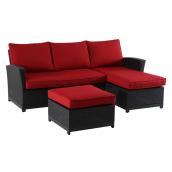 Allen + Roth Matheson Sectional Set - 3 Pieces - Resin and Steel Frame - Red/Black