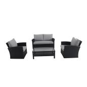 Style Selections Matheson Outdoor Conversation Set - 4 Pieces - Resin and Steel Frame - Black/Grey
