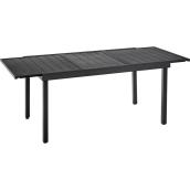 Style Selections Pelham Bay Outdoor Expandable Dinner Table in Matte Black Steel 156 cm to 213 cm