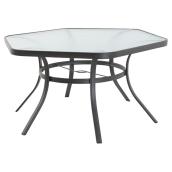 Table à diner hexagonale Style Selections avec dessus en vitre, 56,1" X 27,56"