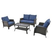 Style Selections Briarton Outdoor Conversation Set - 4 pieces - Brown and Blue