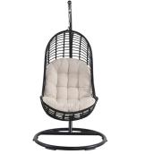 Chaise suspendue, acier et osier, noir et gris