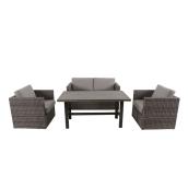 allen + roth Westbrook 4-Piece Brown Metal Frame Patio Conversation Set with Brown Cushions Included