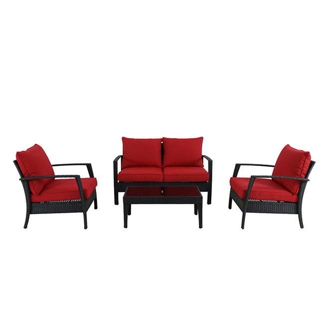 Allen Roth Addison Outdoor Conversation Set Black Red 4 Pieces Frs60714st Rona - Allen And Roth Outdoor Furniture Covers