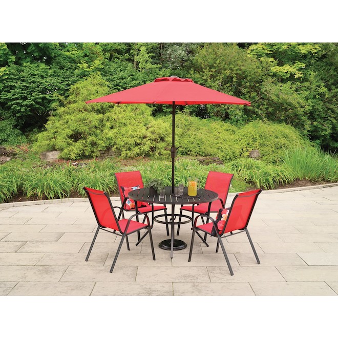 Bazik 7.5-ft Red Fabric Steel Market Patio Umbrella