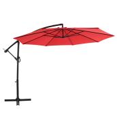 Style Selections Matheson Octagonal Offset Patio Umbrella Steel and Red Polyester Tiltable and Rotating