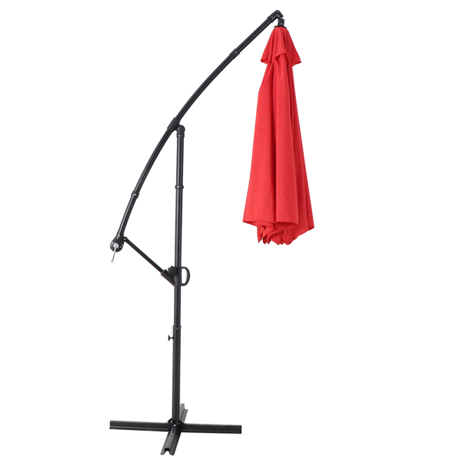 Parasol de patio décentré Matheson par Bazik 10 pi acier polyester rouge inclinable rotatif