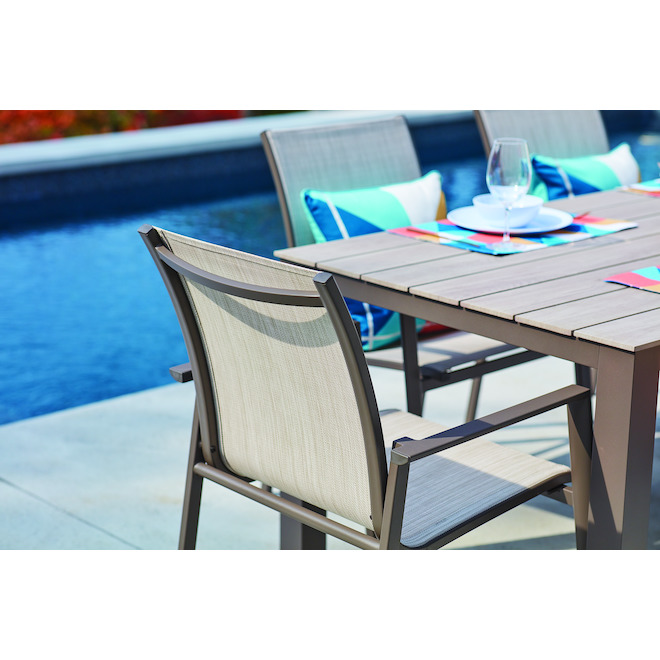 Allen Roth Sheldon Patio Chair Steel And Polyester 25 98 In X 2 35 83 Tan Fca30484r Rona - Allen And Roth Patio Dining Chairs