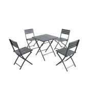 Ensemble de salle à manger extérieur pliable Patterson par Style Selections en acier inoxydable noir, 5 pièces