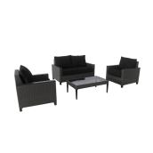 Allen + Roth Wellesley Conversation Set - 4 Pieces - Steel and Polyester - Black