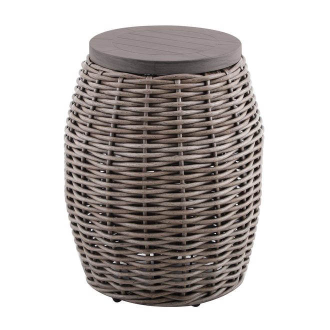 Allen + Roth Steel and Wicker Side Table Maitland Collection - 19-in x 19-in x 20.3-in - Brown