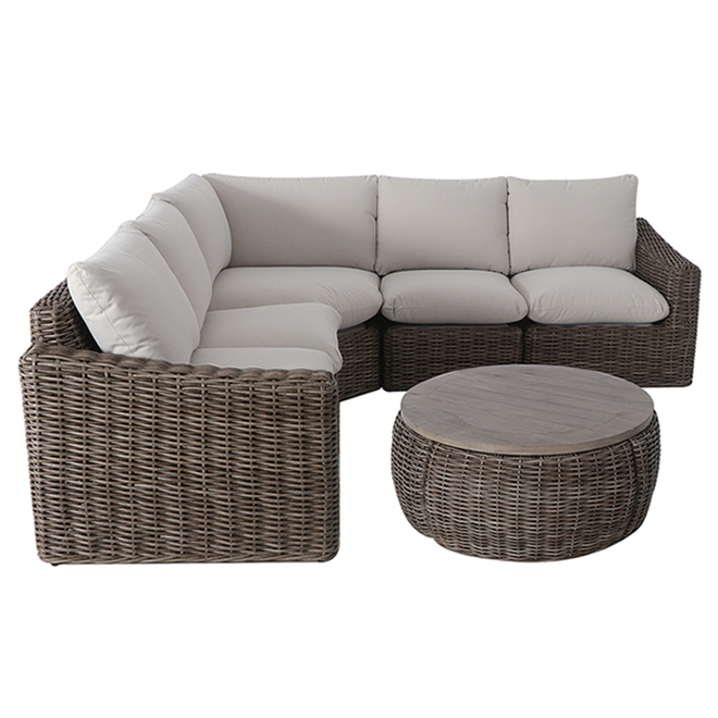Allen + Roth Wicker Patio Coffee Table - Maitland Collection - 46-in x 18-in - Brown