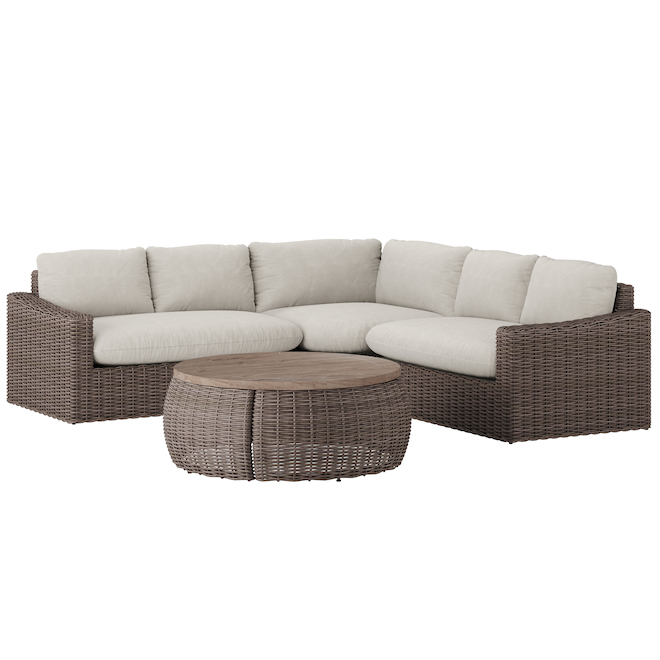 Allen + Roth Wicker Patio Coffee Table - Maitland Collection 46-in x 18-in - Brown