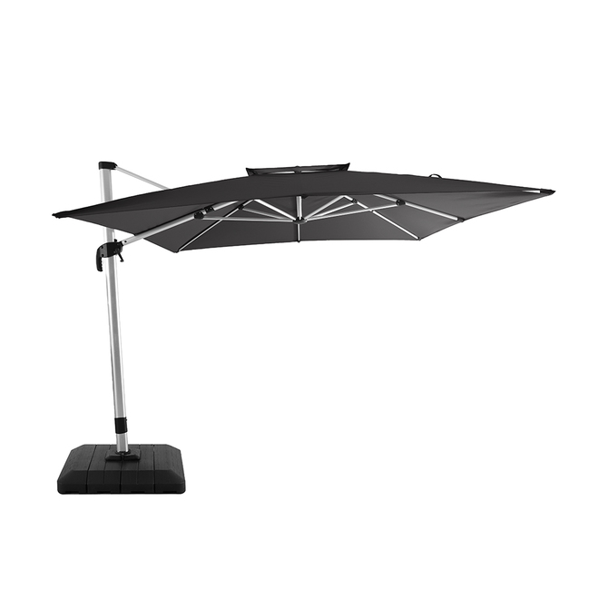 Allen + Roth Offset Patio Umbrella - Aluminum and Polyester - Tiltable and Rotating - Grey