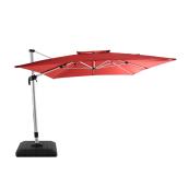 Allen + Roth Offset Patio Umbrella - Aluminum and Polyester - Rectangular - Tiltable and Rotating - Red