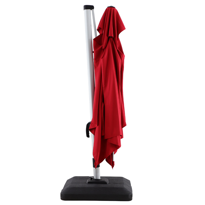 allen + roth 10-ft Red Polyester Offset Patio Umbrella with Crank Mechanism and Base Included