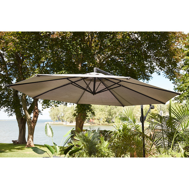 Style Selections Greige 10-ft Offset Patio Umbrella - Polyester