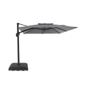Allen + Roth Offset Patio Umbrella - Aluminum and Olefin - Square - Tiltable - Grey