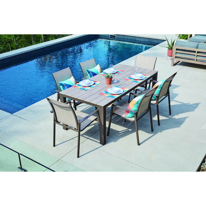 Allen Roth Sheldon Outdoor Dining Table Steel 37 In X 29 1 2 78 4 Fta30690j Rona - Allen And Roth Patio Dining Chairs