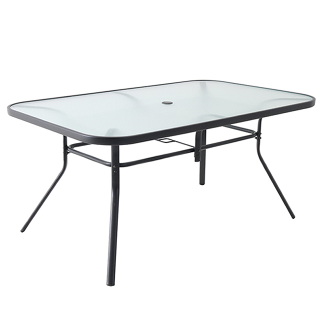 Style Selections Pelham Bay Rectangle Dining Table - Black Steel and Glass - 60-in x 38-in x 28-in