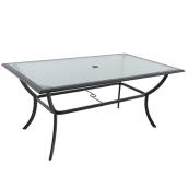 Style Selections Glenn Hill Rectangle Dining Table Steel and Glass - Dark Brown - 66-in x 40-in x 28 1/4-in