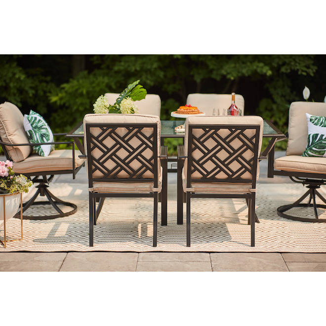 Style Slections Glenn Hill Swivel Patio Chair - Steel and Olefin - Tan - Set of 2