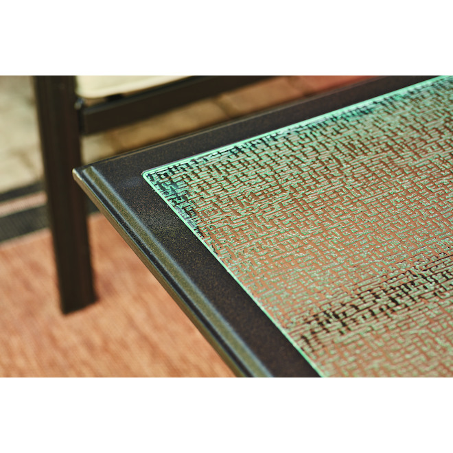 Causeuse et table basse Glenn Hill par Style Selections à cadre en acier avec coussins en oléfine beige