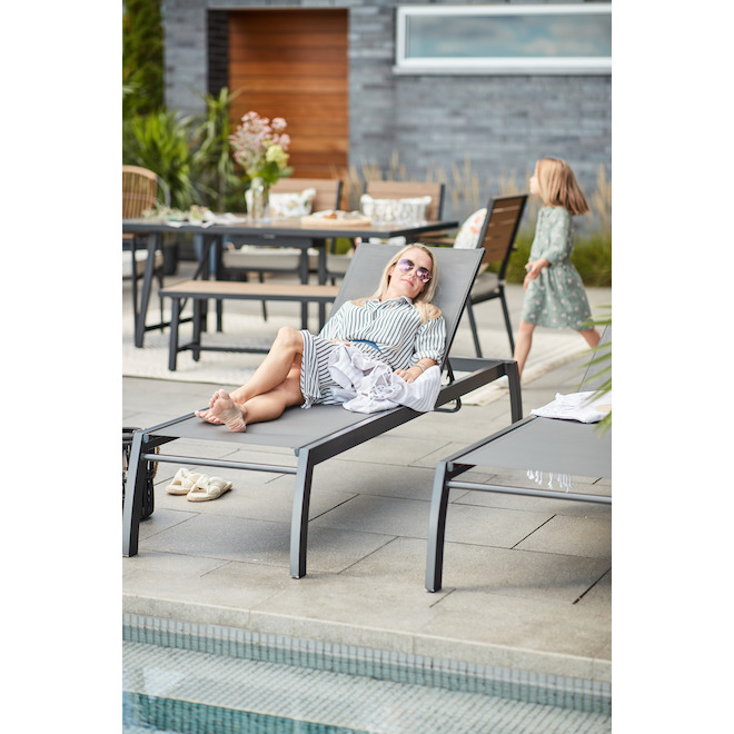 Allen + Roth Westmore Grey Lounge Chair in Steel and Sling