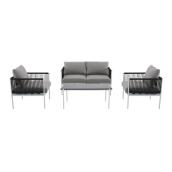 Style Selections White Metal Frame Patio Conversation Set with Gray Olefin Cushions Included - 4-Piece