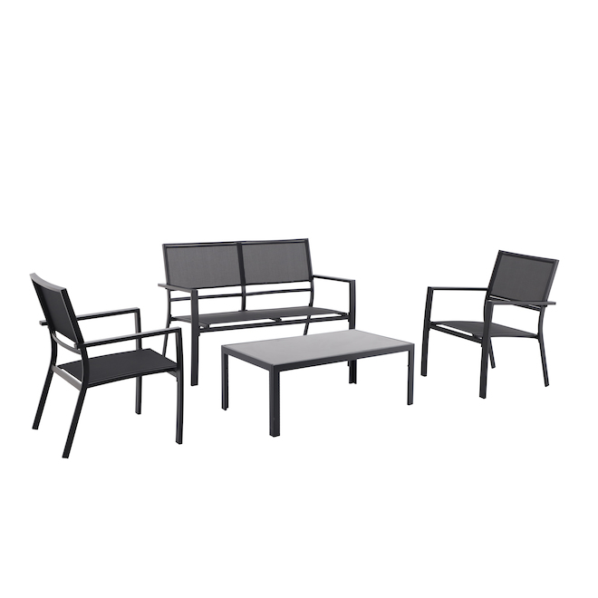 Ensemble de mobilier extérieur Carlson de Style Selections avec cadre en métal noir, 4 pièces