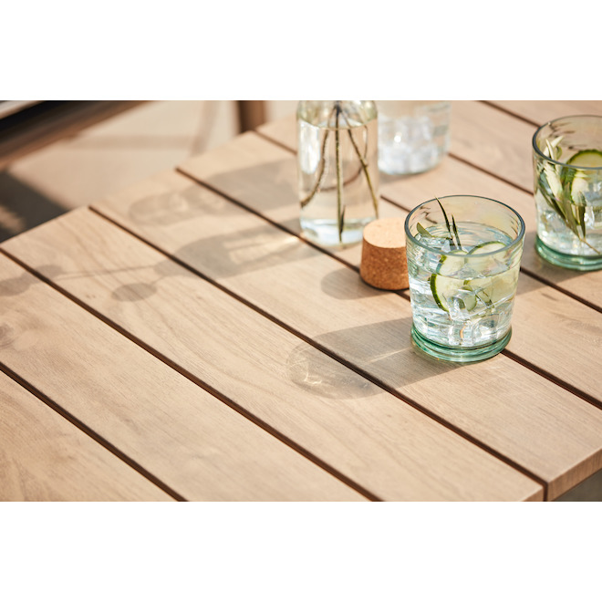 Allen + Roth Positano Brown 23.03-in x 17.52-in x 41.14-in Outdoor Coffee Table