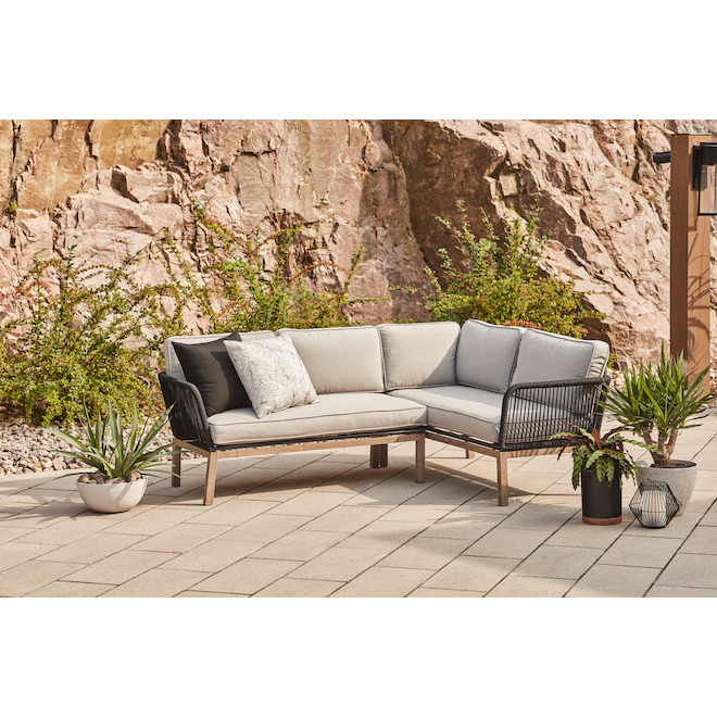 Allen + Roth Positano 2-Piece Steel Frame Patio Conversation Set with Cushions