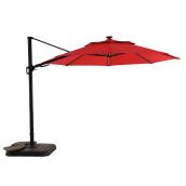 Style Selections 11-ft Red Offset Patio Umbrella with Crank Mechanism and Base Included