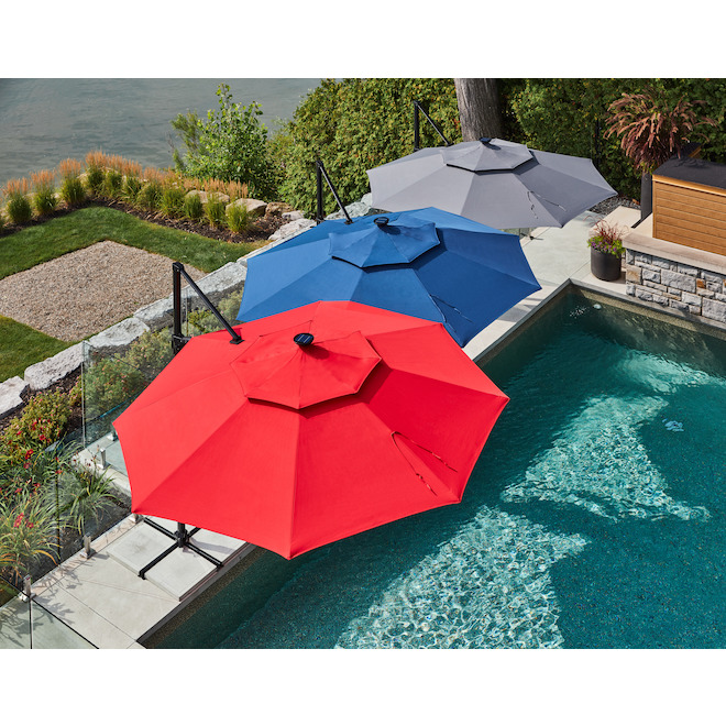Style Selections 11-ft Offset Umbrella - Red - Aluminum
