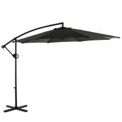Style Selections 10-ft Dark Grey Offset Patio Umbrella with Crank Mechanism and Base Included