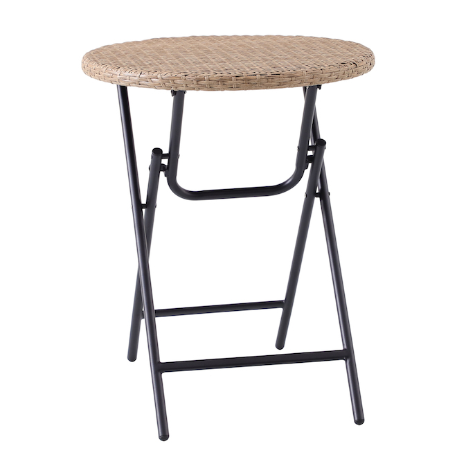 Image of Bazik | Bistro Bay 23.62 X 23.62-In Black Outdoor Folding Wicker Table | Rona