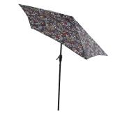 Style Selections Black Floral Market 7.5-in Push-Button Round Patio Umbrella with Black Steel Frame