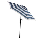 Style Selections 7.5-ft Teal Striped Polyester Fabric Market Patio Umbrella with Tilt