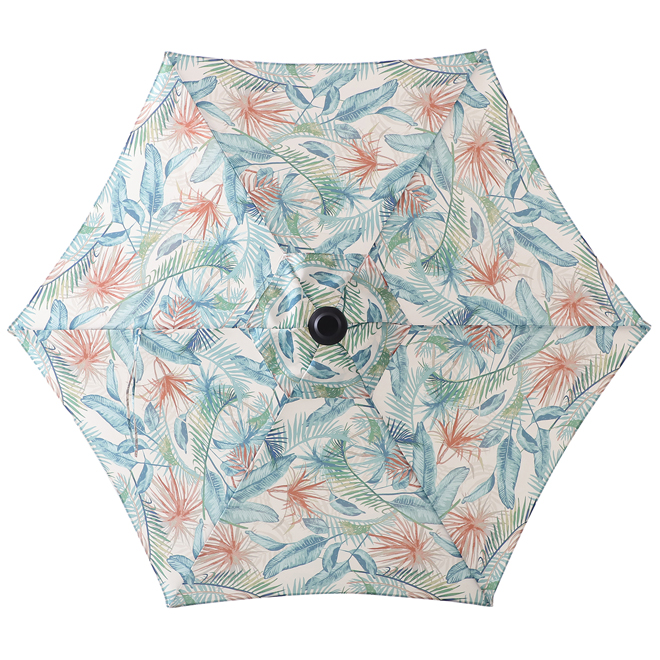Style Selections 7.5-ft Floral Polyester Fabric Market Patio Umbrella with Tilt