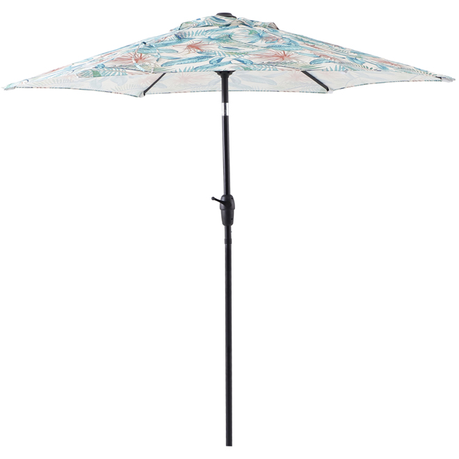 Style Selections 7.5-ft Floral Polyester Fabric Market Patio Umbrella with Tilt