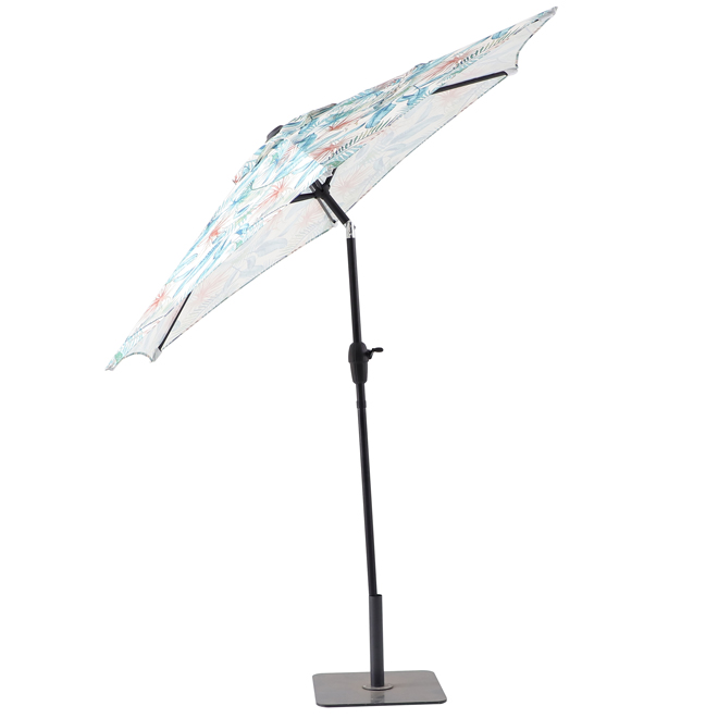 Style Selections 7.5-ft Floral Polyester Fabric Market Patio Umbrella with Tilt
