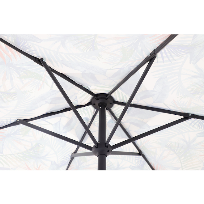 Style Selections 7.5-ft Floral Polyester Fabric Market Patio Umbrella with Tilt